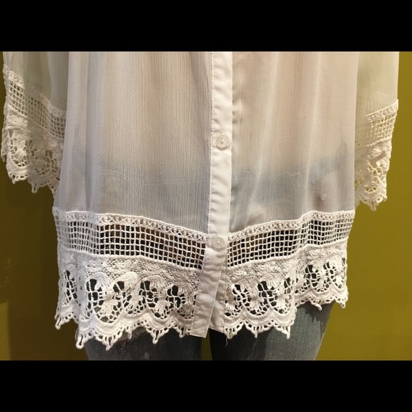 ROZ&ALI Blouse Tunic White Size Medium - Picture 6 of 6